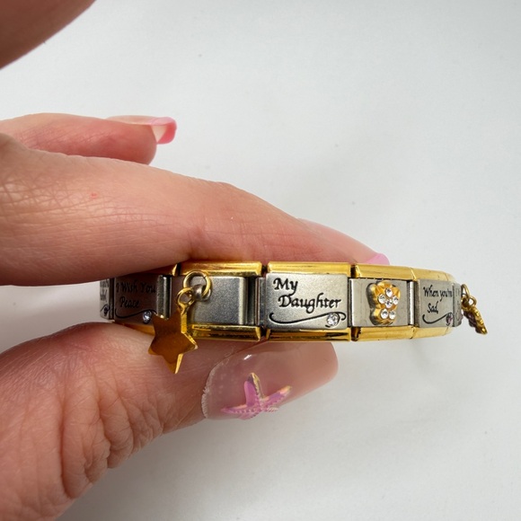 6.5" Bradford Exchange "Charming Touches" two toned metal "Daughter" bracelet! - Picture 12 of 13